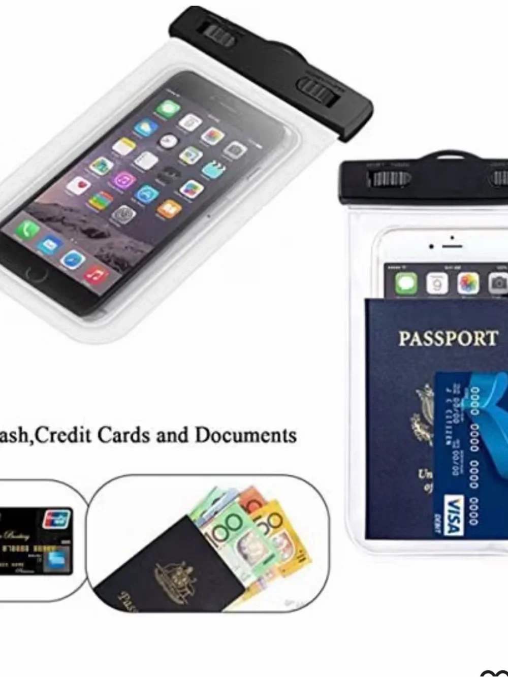Clear Waterproof Phone Pouch with Black Lock
